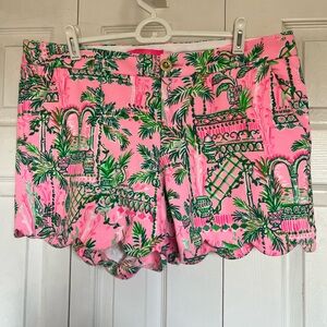 Lilly Pulitzer Pink and Green Palm Print Shorts